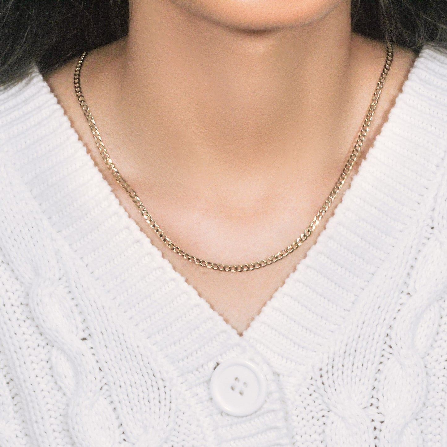 14k Yellow Gold Solid Curb Chain (3.20 mm) - The Best Accessory