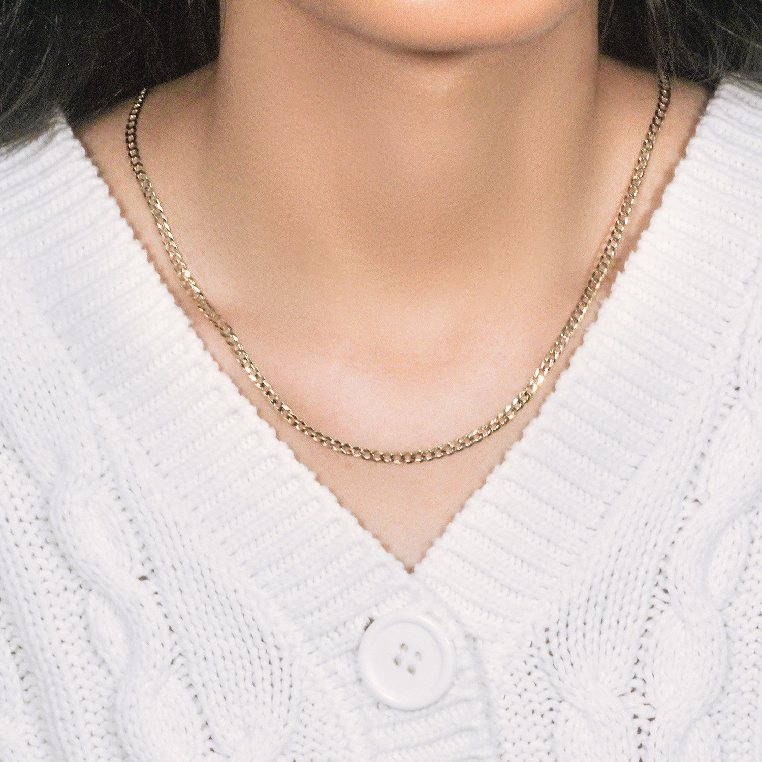 14k Yellow Gold Solid Curb Chain (3.20 mm) - The Best Accessory