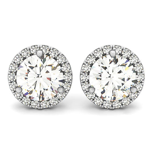 14k White Gold Round Prong Halo Style Earrings (1 cttw) - The Best Accessory