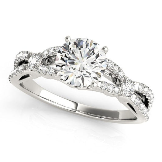 14k White Gold Diamond Engagement Ring with Multirow Split Shank (1 1/4 cttw) - The Best Accessory