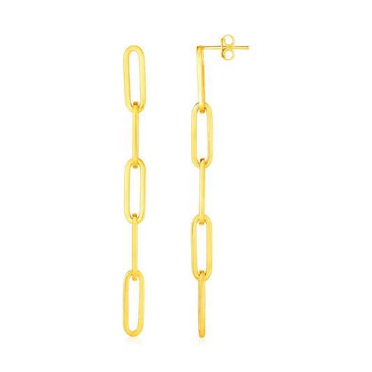 14K Yellow Gold Five Link Paperclip Chain Earrings - The Best Accessory
