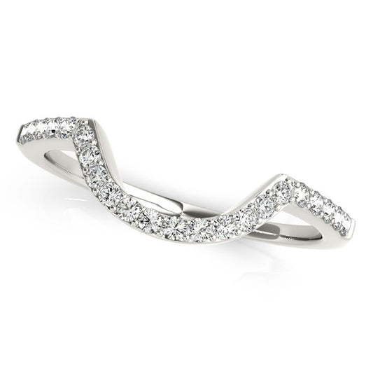 14k White Gold Curved Diamond Wedding Band (1/3 cttw) - The Best Accessory
