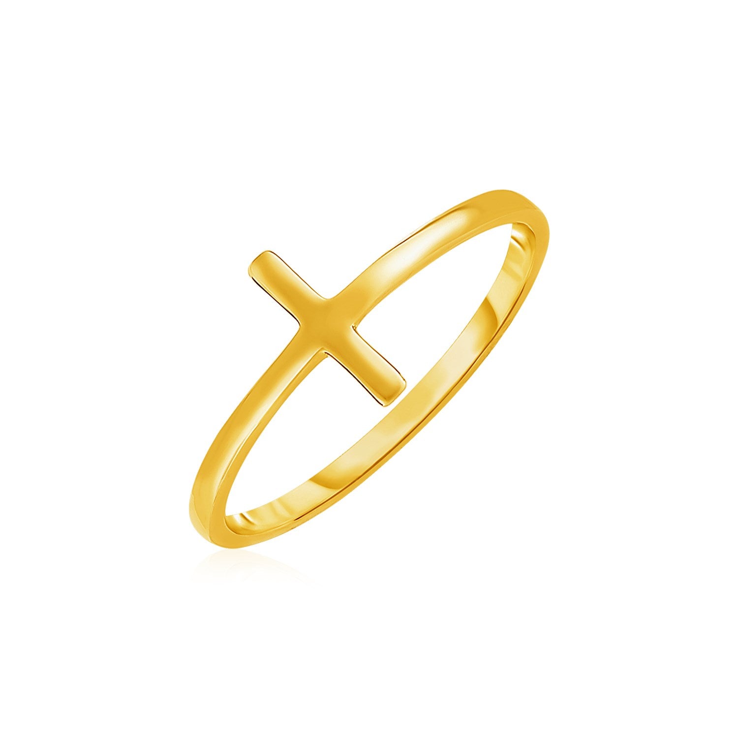 14k Yellow Gold Cross Motif Ring(1.50 mm) - The Best Accessory
