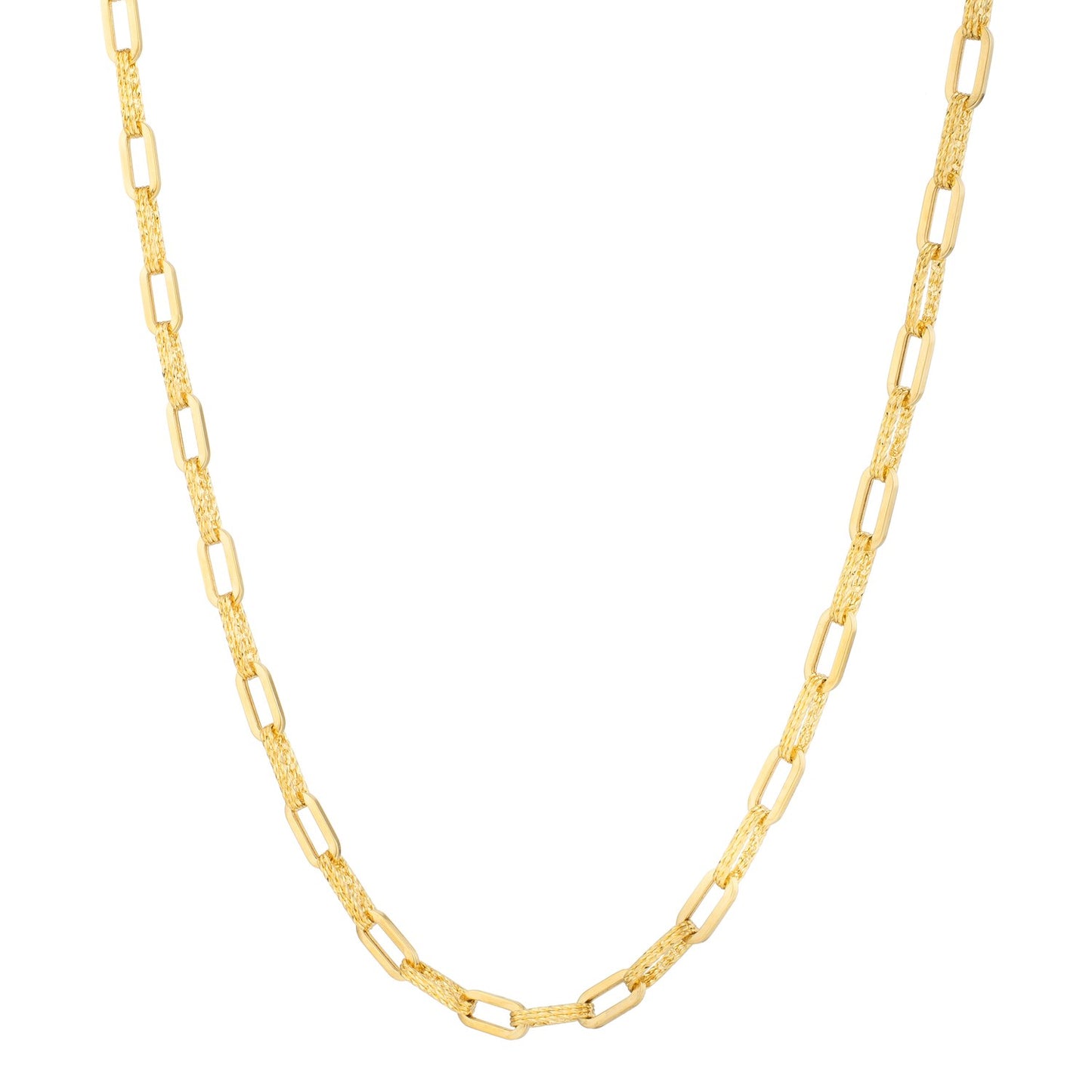 14k Yellow Gold Diamante Paperclip Chain Necklace (4.00 mm) - The Best Accessory