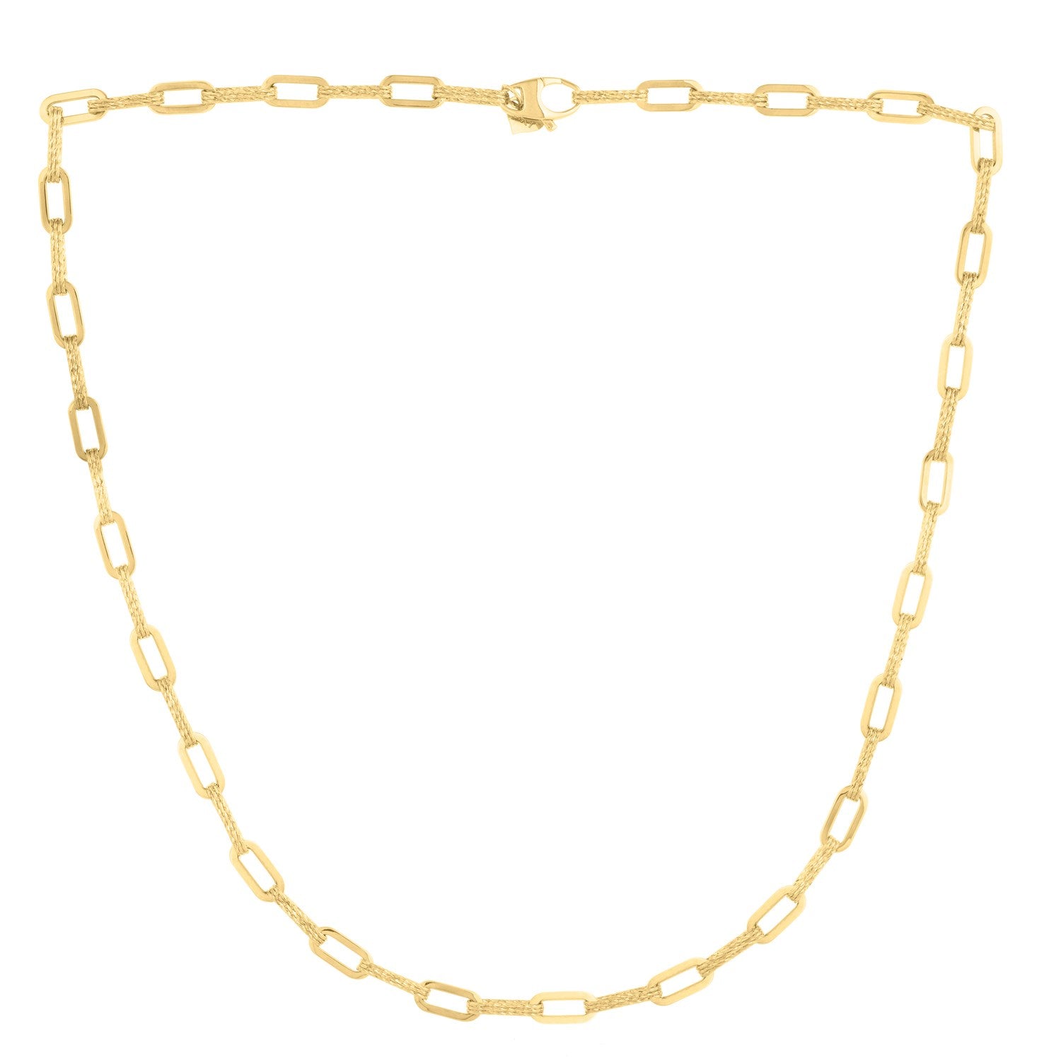 14k Yellow Gold Diamante Paperclip Chain Necklace (4.00 mm) - The Best Accessory