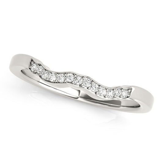 14k White Gold Wavy Style Diamond Wedding Ring (1/15 cttw) - The Best Accessory