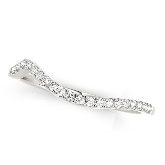 14k White Gold Modern Curved Diamond Wedding Band (1/8 cttw) - The Best Accessory