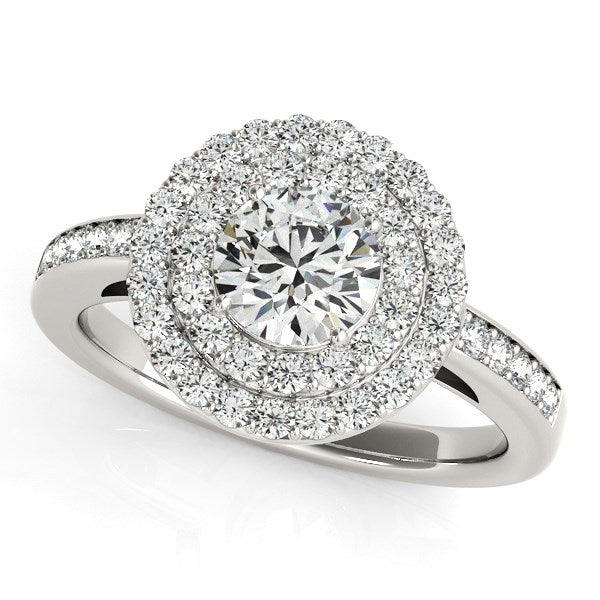 14k White Gold Round with Two-Row Halo Diamond Engagement Ring (1 1/2 cttw) - The Best Accessory