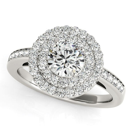 14k White Gold Round with Two-Row Halo Diamond Engagement Ring (1 1/2 cttw) - The Best Accessory