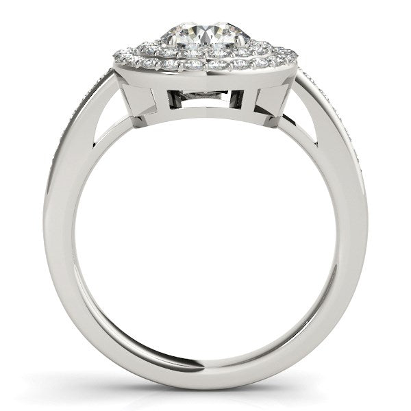 14k White Gold Round with Two-Row Halo Diamond Engagement Ring (1 1/2 cttw) - The Best Accessory