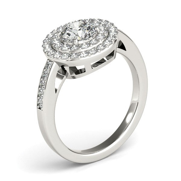 14k White Gold Round with Two-Row Halo Diamond Engagement Ring (1 1/2 cttw) - The Best Accessory
