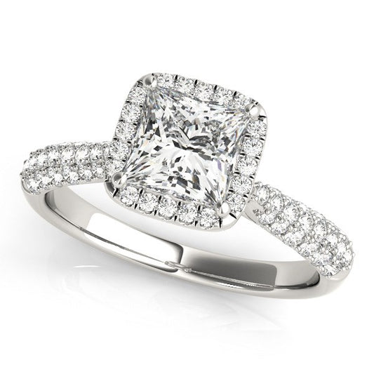 14k White Gold Halo Pave Band Diamond Engagement Ring (1 1/3 cttw) - The Best Accessory