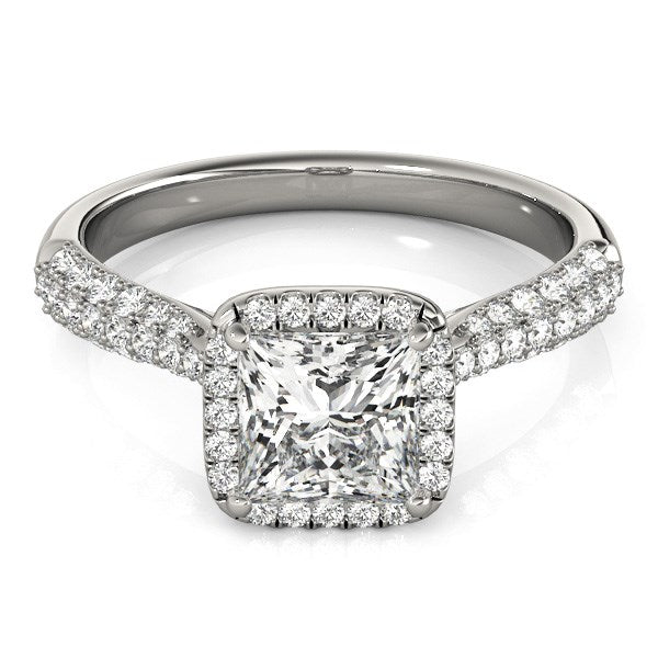 14k White Gold Halo Pave Band Diamond Engagement Ring (1 1/3 cttw) - The Best Accessory