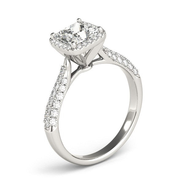 14k White Gold Halo Pave Band Diamond Engagement Ring (1 1/3 cttw) - The Best Accessory
