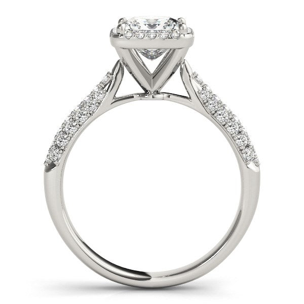 14k White Gold Halo Pave Band Diamond Engagement Ring (1 1/3 cttw) - The Best Accessory