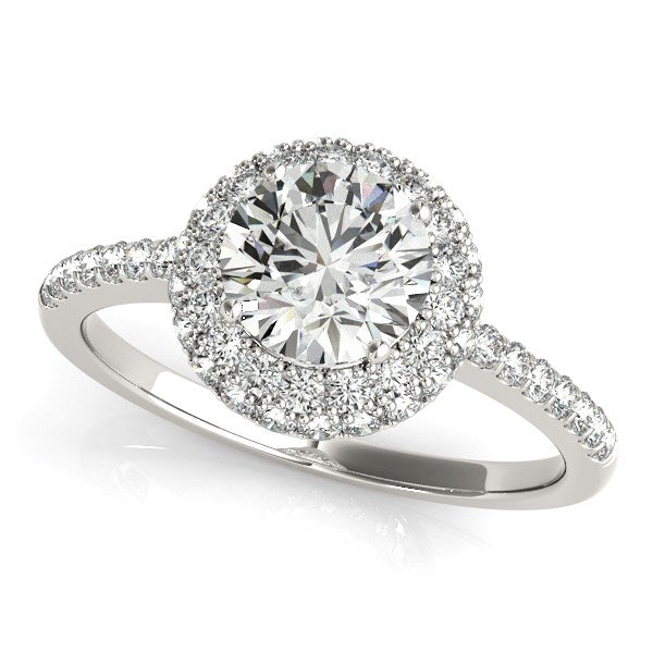 14k White Gold Classic Round Diamond Pave Design Engagement Ring (1 1/2 cttw) - The Best Accessory