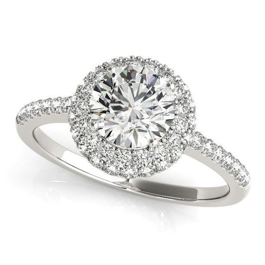 14k White Gold Classic Round Diamond Pave Design Engagement Ring (1 1/2 cttw) - The Best Accessory
