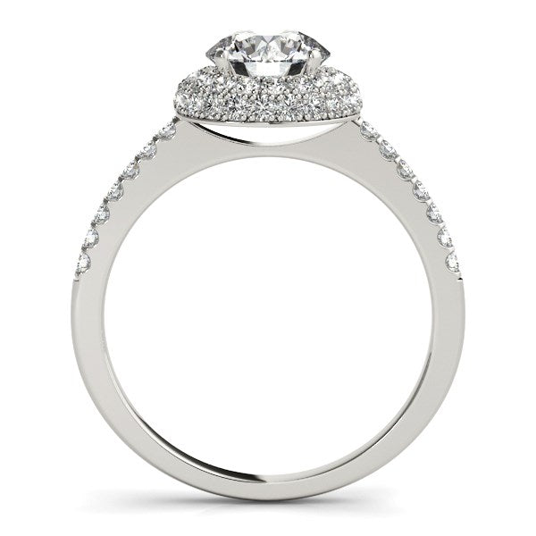 14k White Gold Classic Round Diamond Pave Design Engagement Ring (1 1/2 cttw) - The Best Accessory