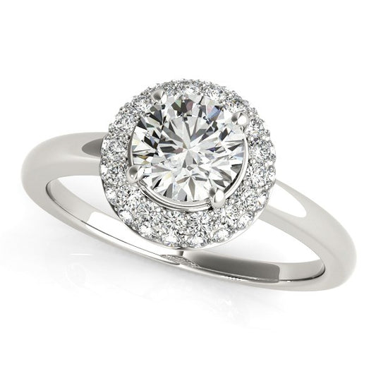 Diamond Engagement Ring with Pave Halo Stones in 14k White Gold (1 3/8 cttw) - The Best Accessory