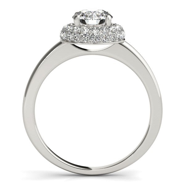 Diamond Engagement Ring with Pave Halo Stones in 14k White Gold (1 3/8 cttw) - The Best Accessory