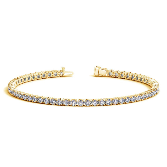 Lab Grown Round Diamond Tennis Bracelet in 14k Yellow Gold (4 cctw F/G  VS2/SI1) - The Best Accessory