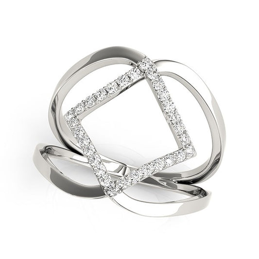 14k White Gold Interlaced Design Diamond Ring (1/5 cttw) - The Best Accessory
