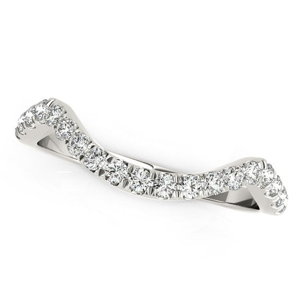 14k White Gold Modern Curved Style Pave Diamond Wedding Band (1/5 cttw) - The Best Accessory