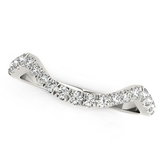 14k White Gold Modern Curved Style Pave Diamond Wedding Band (1/5 cttw) - The Best Accessory