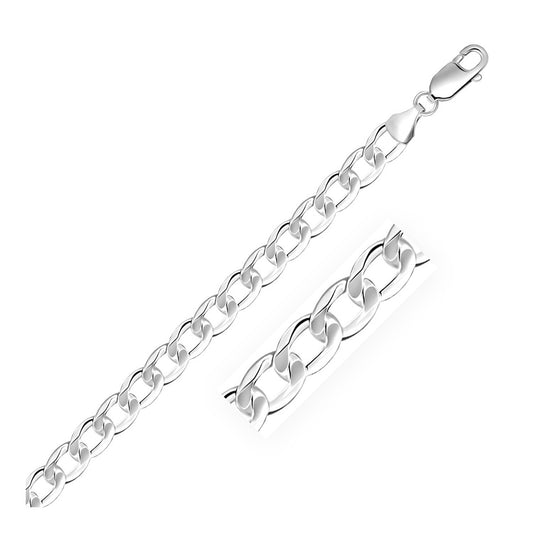 Rhodium Plated Sterling Silver Curb Style Bracelet (7.90 mm) - The Best Accessory