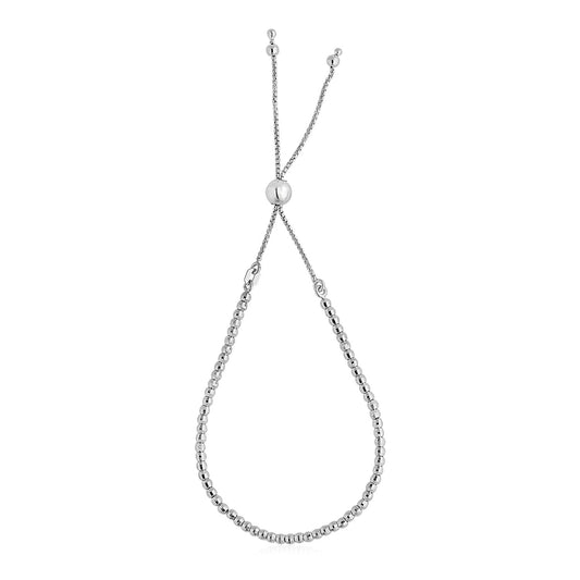 Adjustable Fine Shiny Beaded Bracelet in Sterling Silver (1.50 mm) - The Best Accessory