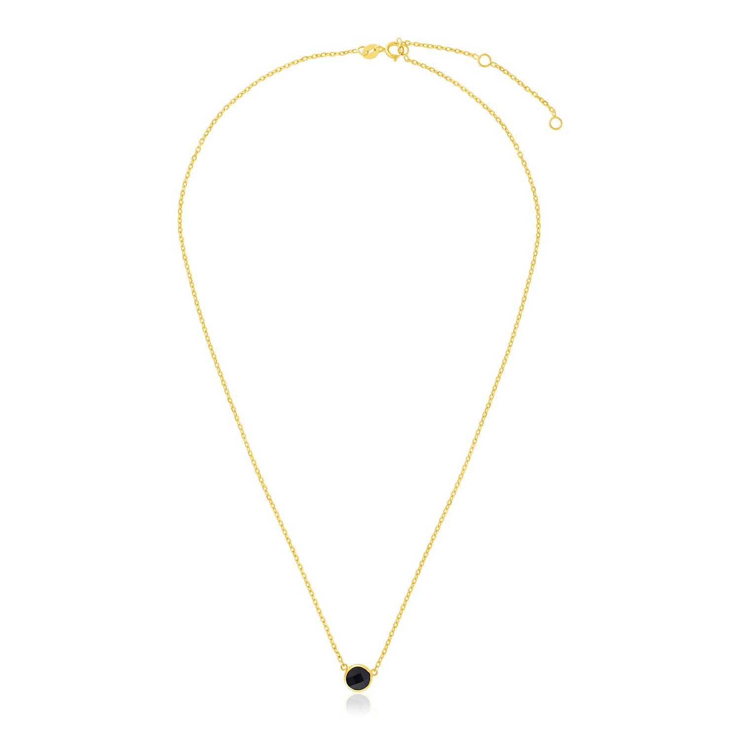 14k Yellow Gold 17 inch Necklace with Round Onyx - The Best Accessory