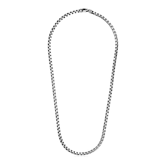 Sterling Silver Gunmetal Finish Round Box Chain Necklace - The Best Accessory