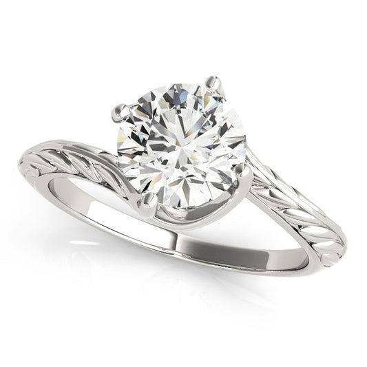 14k White Gold Bypass Round Solitaire Diamond Engagement Ring (1 cttw) - The Best Accessory