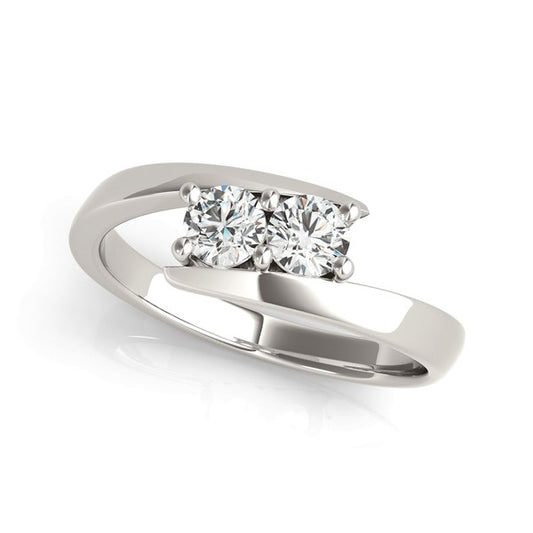 14k White Gold Round Two Stone Common Prong Diamond Ring (1/2 cttw) - The Best Accessory