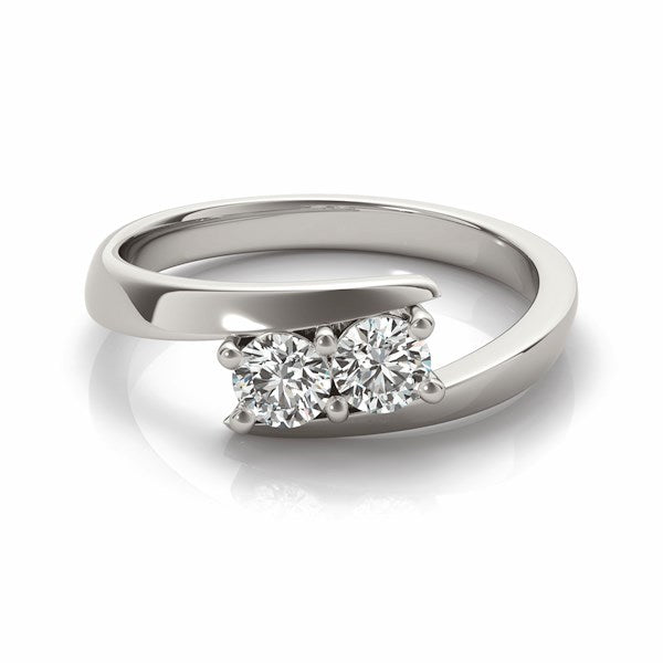 14k White Gold Round Two Stone Common Prong Diamond Ring (1/2 cttw) - The Best Accessory