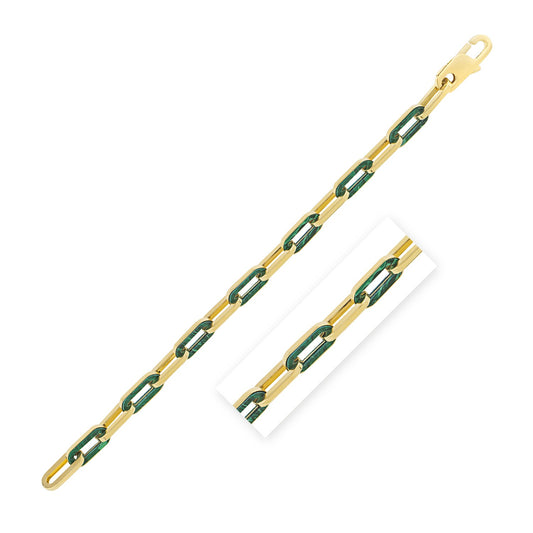 14k Yellow Gold Malachite Paperclip Gem Link Bracelet (7.00 mm) - The Best Accessory