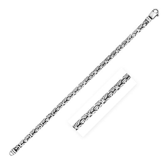 Sterling Silver Gunmetal Finish Byzantine Chain Bracelet (5.00 mm) - The Best Accessory