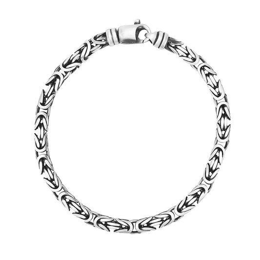 Sterling Silver Gunmetal Finish Byzantine Chain Bracelet (5.00 mm) - The Best Accessory