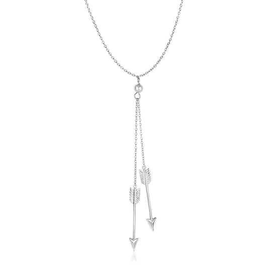 Sterling Silver 18 inch Lariat Necklace with Two Arrows - The Best Accessory