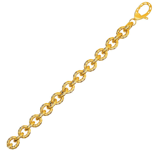 Textured Oval Link Bracelet in 14k Yellow Gold  (8.70 mm) - The Best Accessory