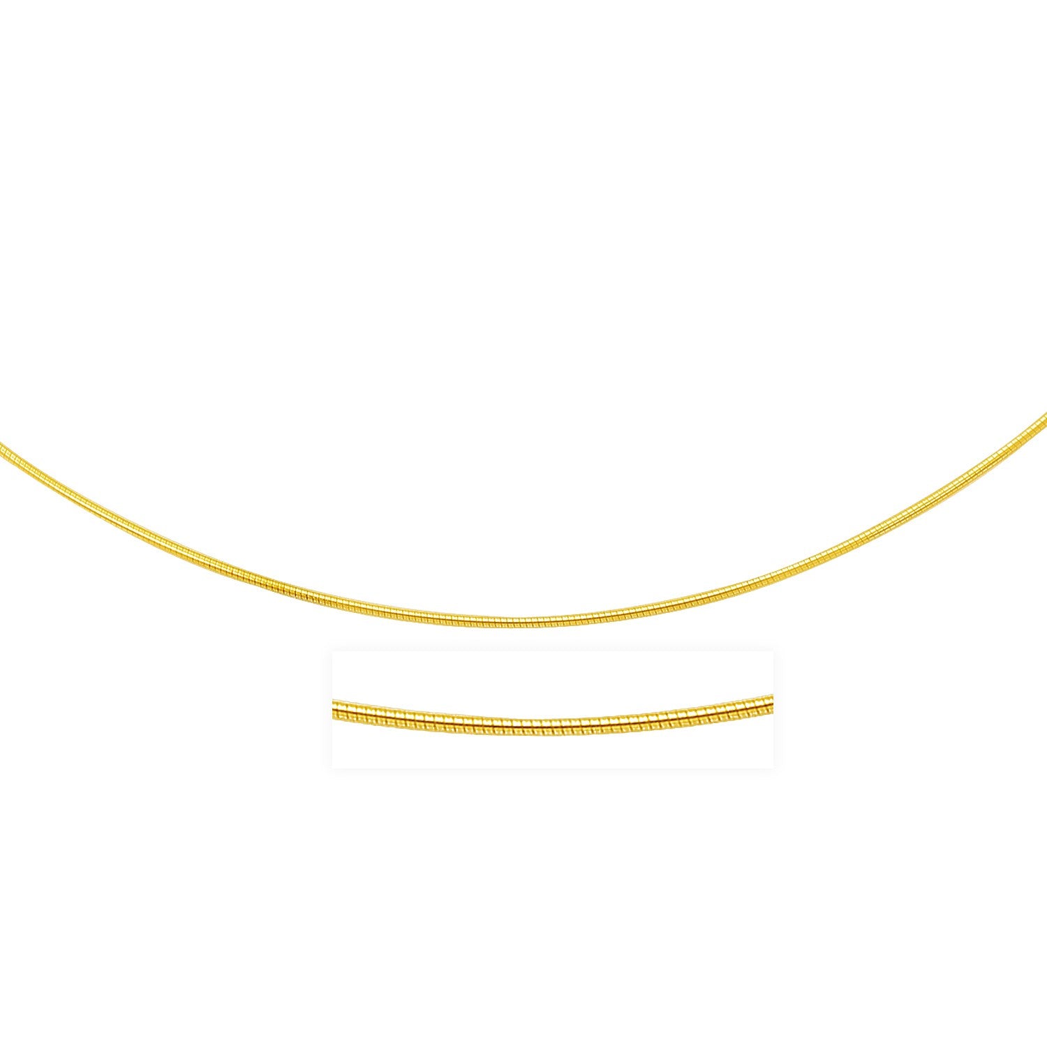 14k Yellow Gold Thin Motif Round Omega Necklace - The Best Accessory
