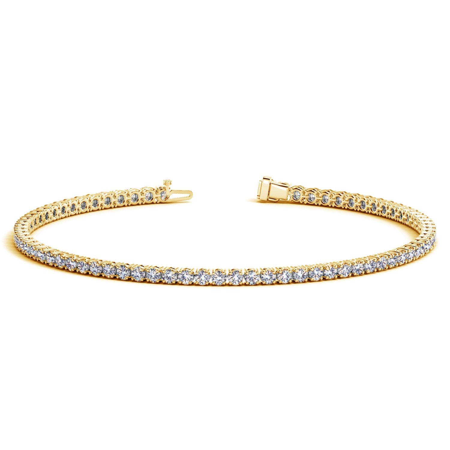 Lab Grown Round Diamond Tennis Bracelet in 14k Yellow Gold (2 cctw F/G  VS2/SI1) - The Best Accessory