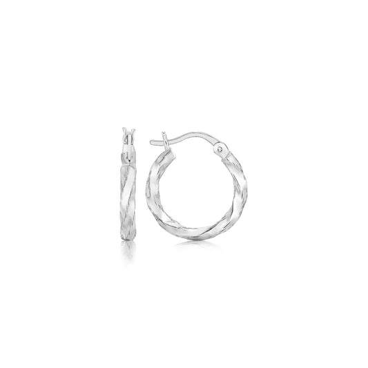Spiral Style Polished Hoop Earrings in Sterling Silver(3x15mm) - The Best Accessory
