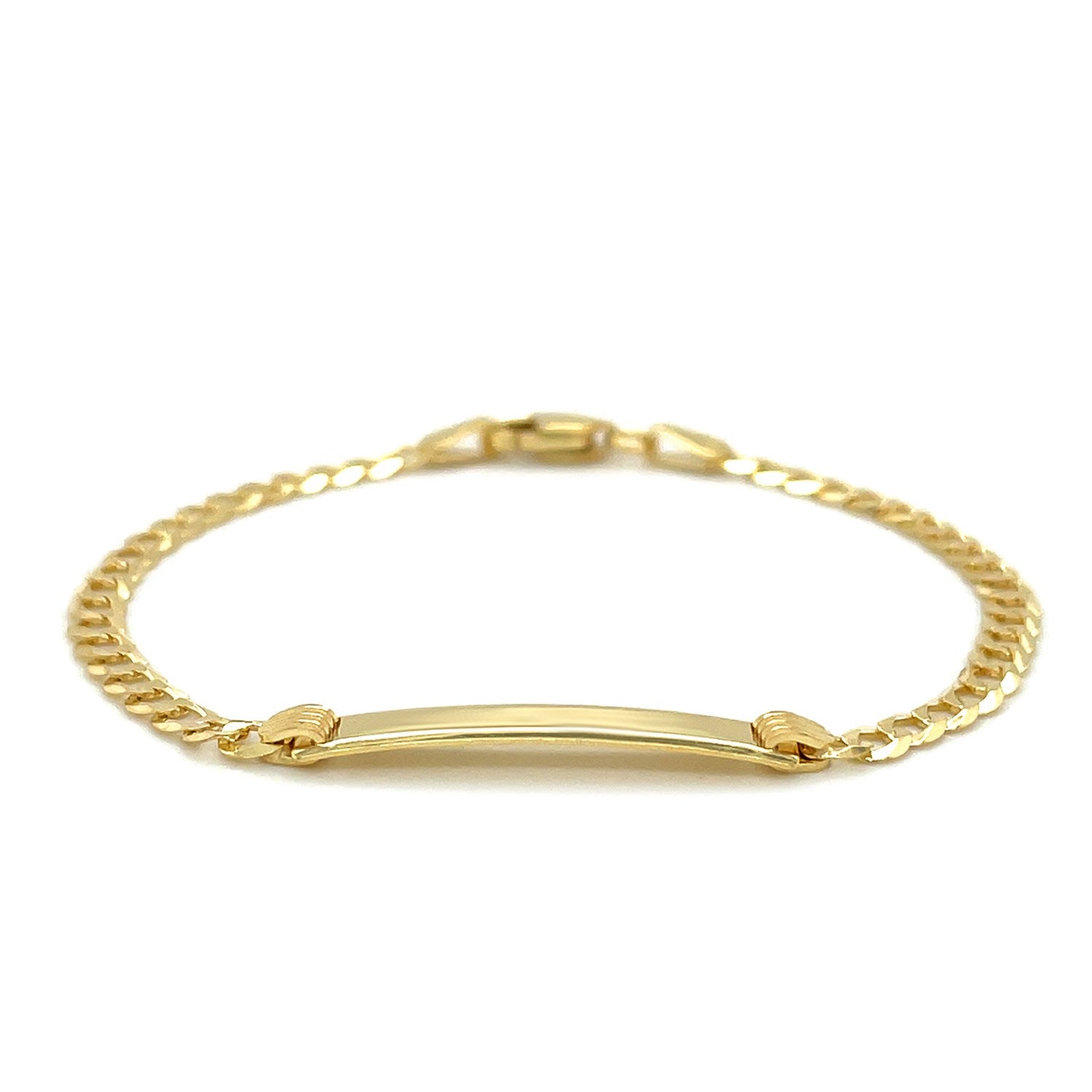 14k Yellow Gold Curb Link Style Childrens ID Bracelet (3.30 mm) - The Best Accessory