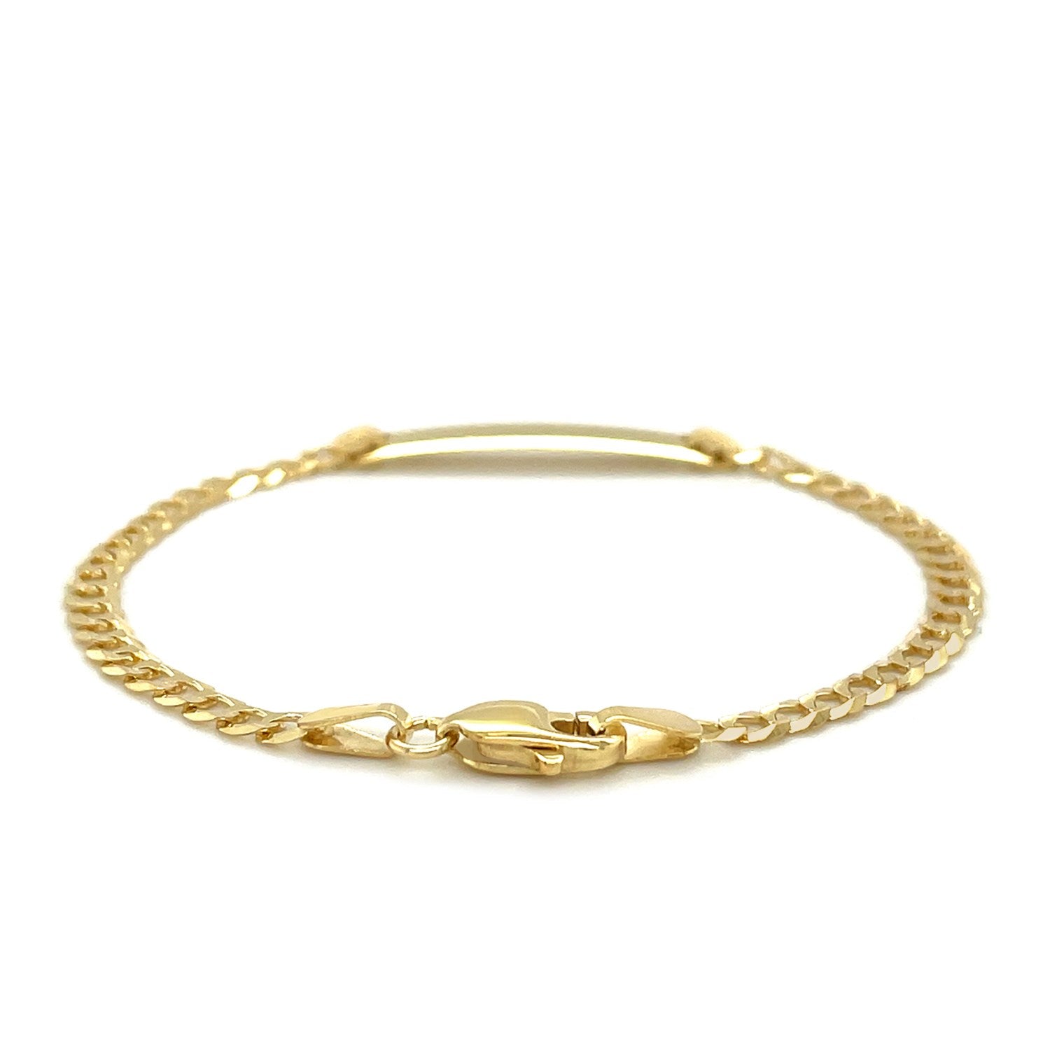 14k Yellow Gold Curb Link Style Childrens ID Bracelet (3.30 mm) - The Best Accessory