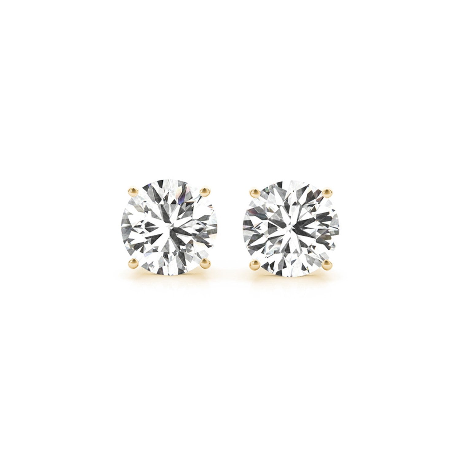 4 cttw Certified IGI Lab Grown Round Diamond Stud Earrings 14k Yellow Gold (G/VS2) - The Best Accessory