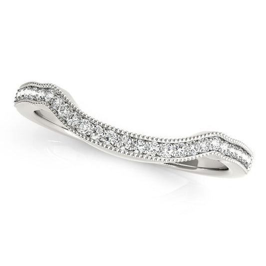 14k White Gold Curvy Style Pave Set Diamond Wedding Band (1/6 cttw) - The Best Accessory
