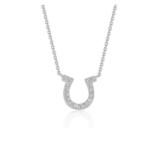 14k White Gold Horseshoe Design Diamond Pendant - The Best Accessory
