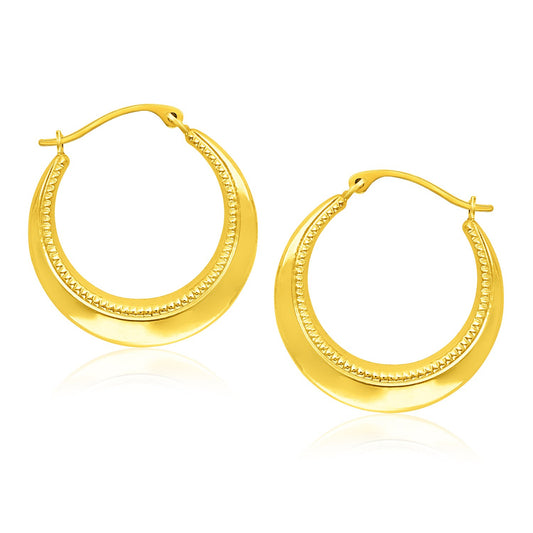 14k Yellow Gold Round Rope Texture Hoop Earrings - The Best Accessory