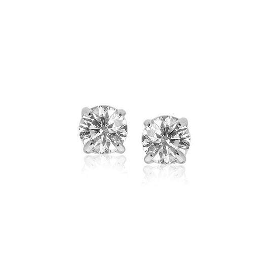 Sterling Silver Stud Earrings with White Hue Faceted Cubic Zirconia(5mm) - The Best Accessory